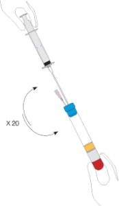 Resuspend platelets in the remaining plasma
to generate PRP by inverting the liquid a few
times against the tube wall